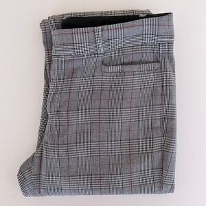 BANANA REPUBLIC Womens Size 2 Plaid Pants Jackson Fit Black Grey Red Trousers